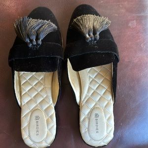 Birdie slip on black velvet shoes